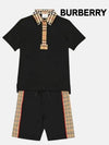 Kids Check Panel Cotton Shorts Black 8053941 4Y 10Y - BURBERRY - BALAAN 6