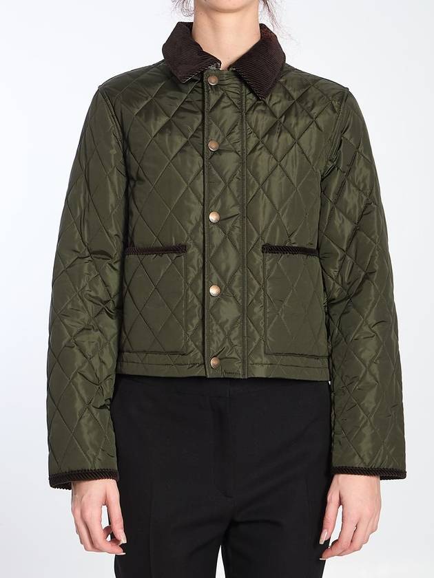 Cropped Quilted Nylon Jacket Shale Brush - BURBERRY - BALAAN 2