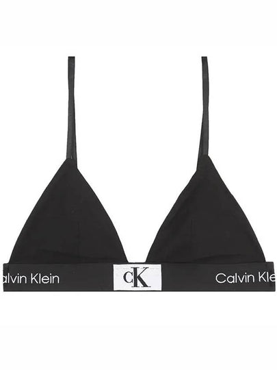 Unlined Triangle Logo Print Cotton Bra Black - CALVIN KLEIN - BALAAN 2