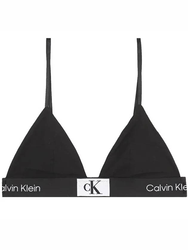 Unlined Triangle Logo Print Cotton Bra Black - CALVIN KLEIN - BALAAN 3