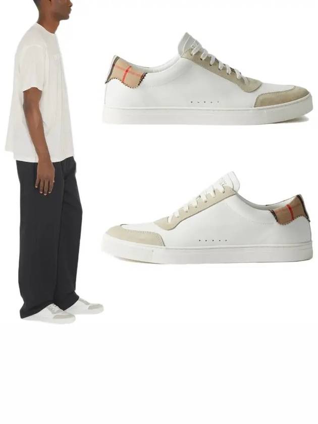 Leather Suede Check Cotton Low Top Sneakers White - BURBERRY - BALAAN 2