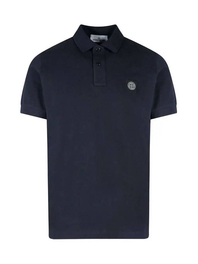 Pique Stretch Cotton Short Sleeve Polo Shirt Navy - STONE ISLAND - BALAAN 3