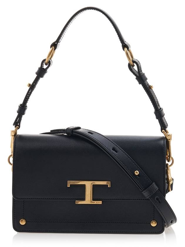 Timeless T Logo Small Satchel Shoulder Bag Black - TOD'S - BALAAN 2