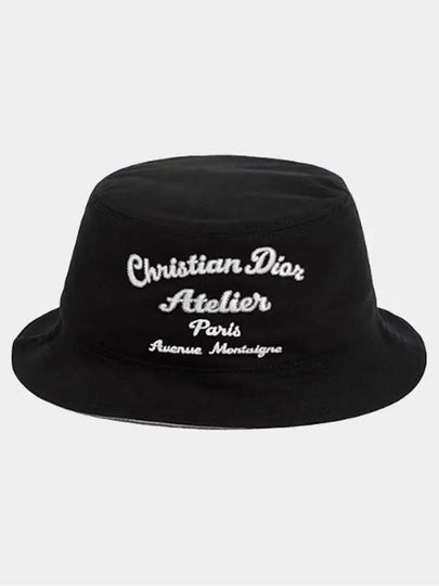 Atelier Embroidered Cotton Canvas Bucket Hat Black - DIOR - BALAAN 2