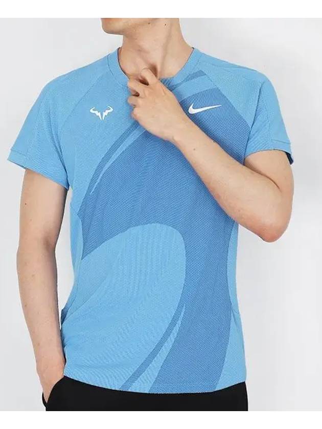 Court Rapha Dri Fit Adv Tennis Short Sleeve T-Shirt Blue - NIKE - BALAAN 2