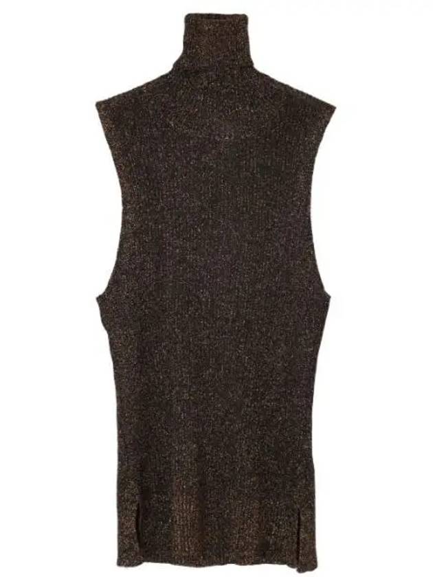 Sparkle rib high neck top tank women s sleeveless - GANNI - BALAAN 1