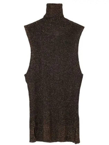 Sparkle rib high neck top tank sleeveless - GANNI - BALAAN 1