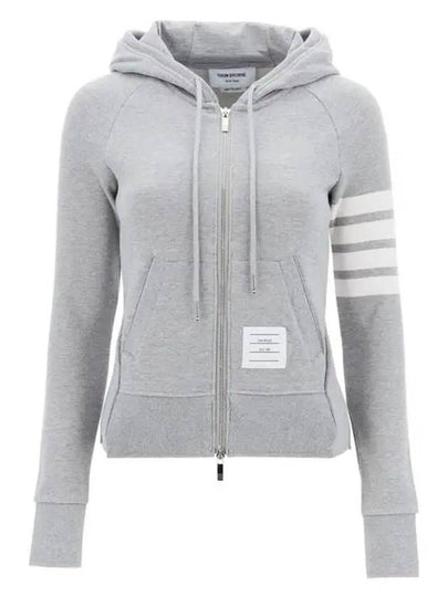 Engineered 4-Bar Stripe Loopback Jersey Knit Zip Up Hoodie Light Grey - THOM BROWNE - BALAAN 2