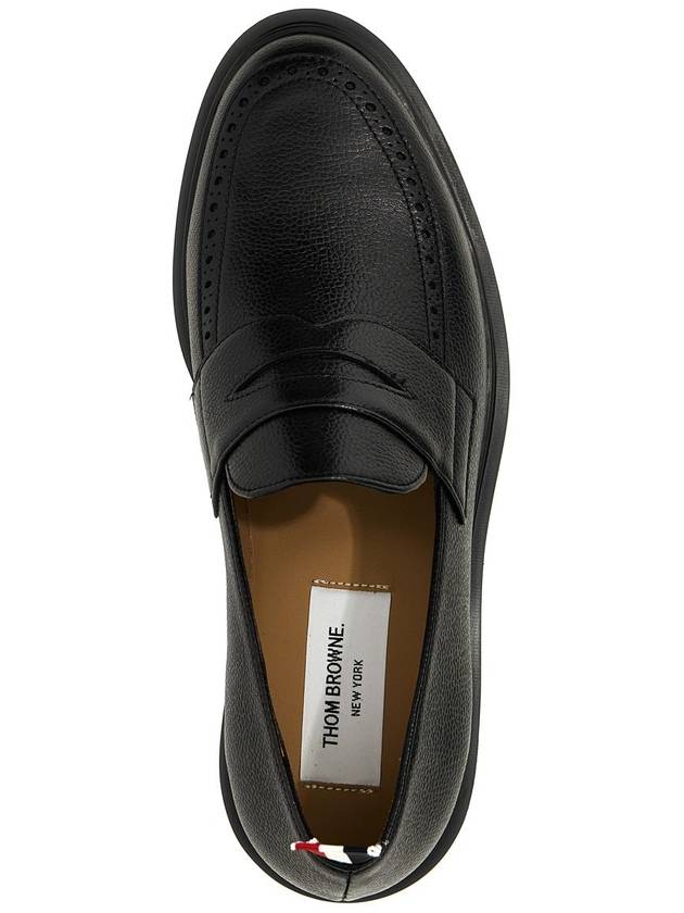 Pebble Grain Rubber Sole Penny Loafer Black - THOM BROWNE - BALAAN 5