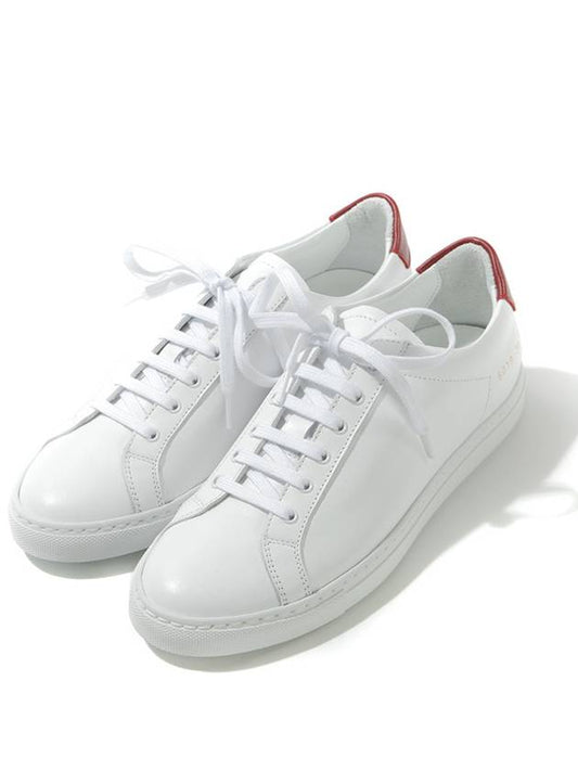 Women's Achilles Retro Red Tab Low Top Sneakers White - COMMON PROJECTS - BALAAN.