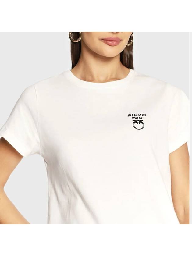 Women's Logo Round White Short Sleeve 1G173F Y7XK Z14BB - PINKO - BALAAN 3