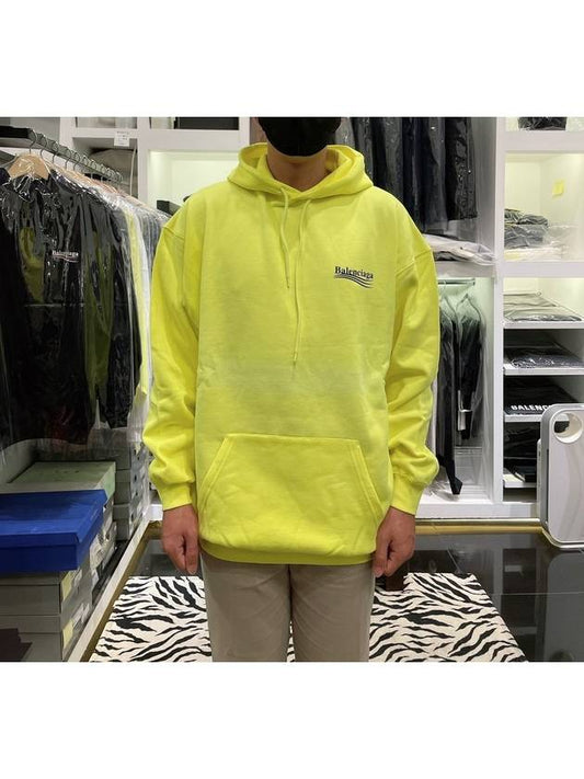 Women's Wave Logo Hooded Sweatshirt Neon Yellow - BALENCIAGA - BALAAN