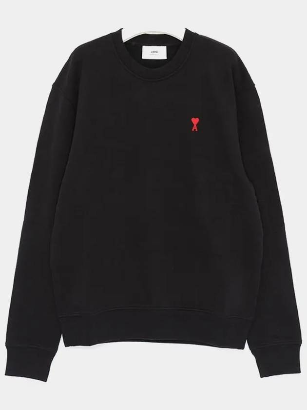 Small Heart Logo Sweatshirt Black - AMI - BALAAN 2