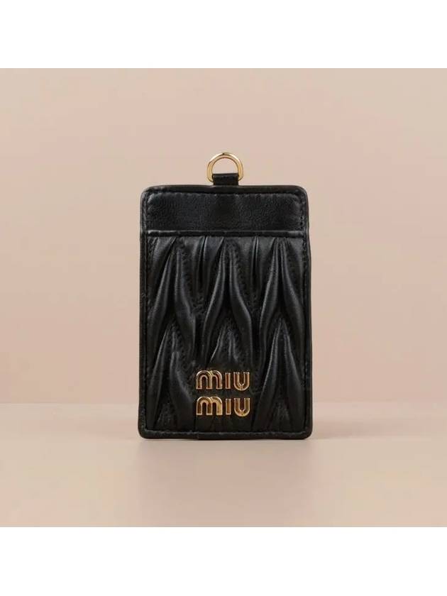 Gold Matelasse Leather Strap Card Wallet Black - MIU MIU - BALAAN 2