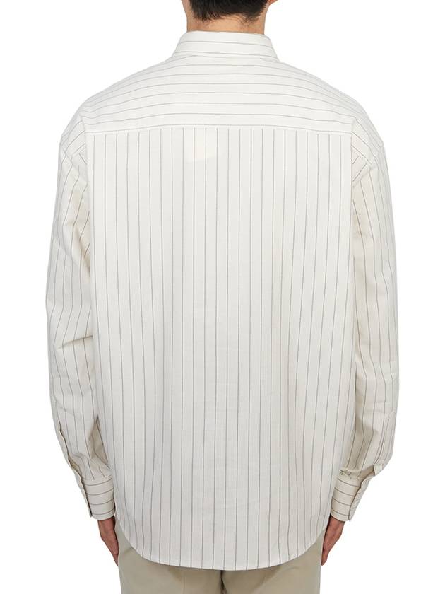 De Coeur Small Heart Logo Striped Long Sleeve Shirt Cream - AMI - BALAAN 4