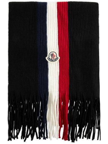 Tricolor Wool Muffler Black - MONCLER - BALAAN 1