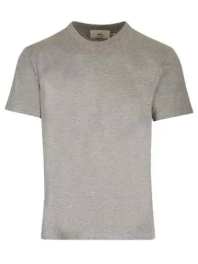 Embroidered Logo Cotton Short Sleeve T-Shirt Grey - AMI - BALAAN 2