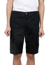 Logo Cotton Slim Cargo Shorts Black - STONE ISLAND - BALAAN 3