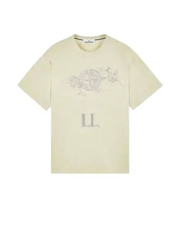 Camo Three Embroidery Regular Fit Cotton Jersey Short Sleeve T-Shirt Pistachio - STONE ISLAND - BALAAN 2