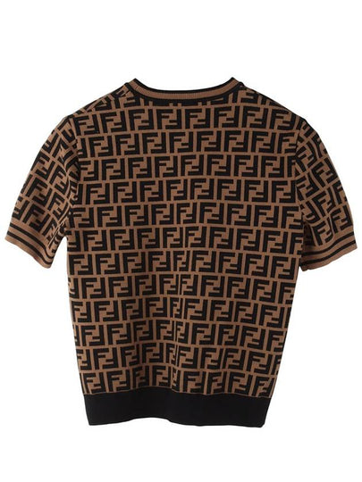 FZY702 FF logo all over fabric short sleeved knit sweater size 42 34127Y 6 - FENDI - BALAAN 2