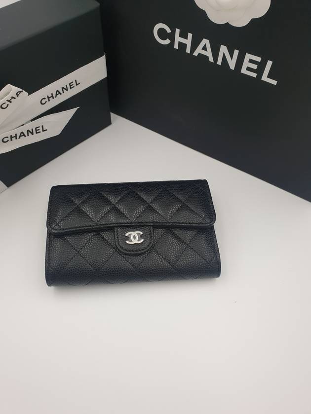 Classic medium wallet caviar black silver plate AP0232 - CHANEL - BALAAN 3