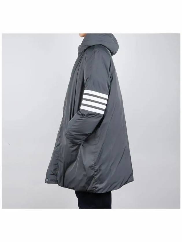 Men's 4 Bar Poly Twill Hooded Parka Medium Gray - THOM BROWNE - BALAAN 4