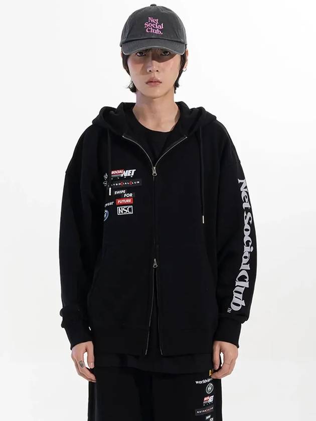 TELECOM LOGOS HOOD ZIP UP BLACK - NET SOCIAL CLUB - BALAAN 2