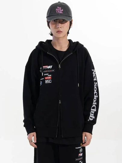 TELECOM LOGOS HOOD ZIP UP BLACK - NET SOCIAL CLUB - BALAAN 2