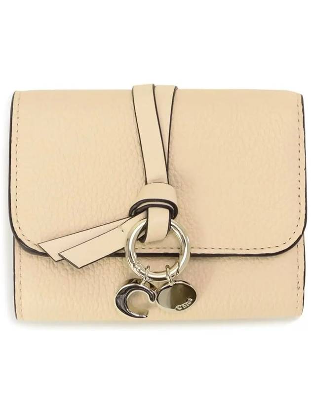 Alphabet Grain Leather Flap Small Half Wallet Beige - CHLOE - BALAAN 3