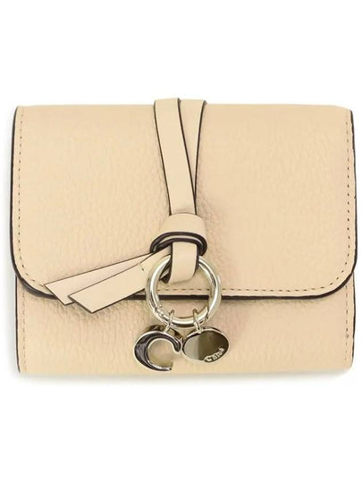 Alphabet Grain Leather Flap Small Half Wallet Beige - CHLOE - BALAAN 2