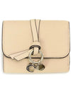 Alphabet Grain Leather Flap Small Half Wallet Beige - CHLOE - BALAAN 3