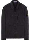 Wappen Patch Old Treatment Zip-Up Overshirt Charcoal - STONE ISLAND - BALAAN 2