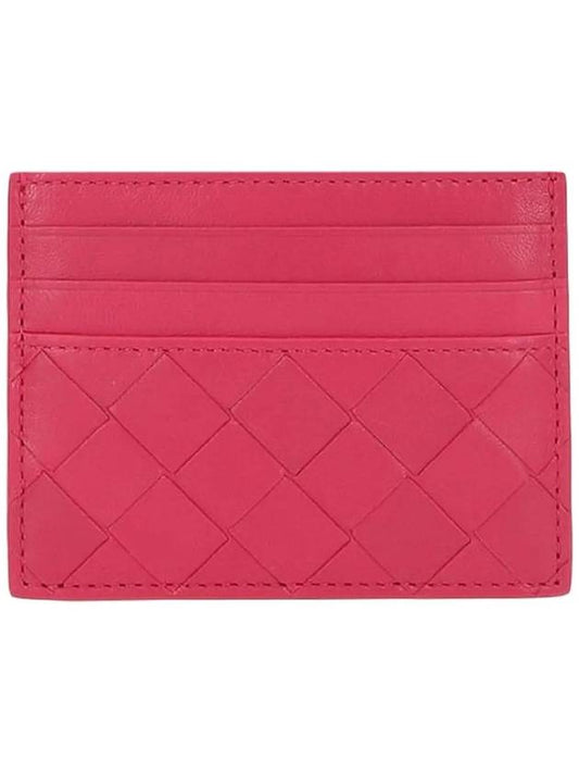 Intrecciato Lambskin 3-tier Card Wallet Cranberry - BOTTEGA VENETA - BALAAN.