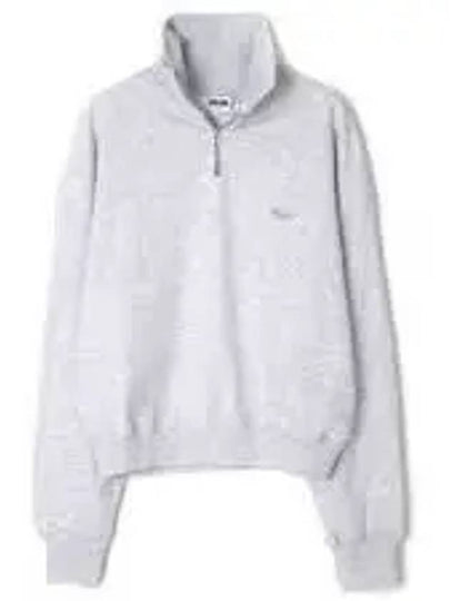 Micro Embroidery Logo Half Zip Cotton Sweatshirt Light Grey - MSGM - BALAAN 2