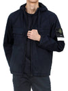 Cotton Twill Stretch Hooded Jacket Navy - STONE ISLAND - BALAAN 4