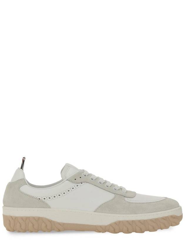 Letterman Panel Lace-Up Low-Top Sneakers White - THOM BROWNE - BALAAN 2