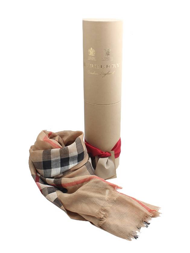 Check Wool Silk Stole Scarf - BURBERRY - BALAAN 4