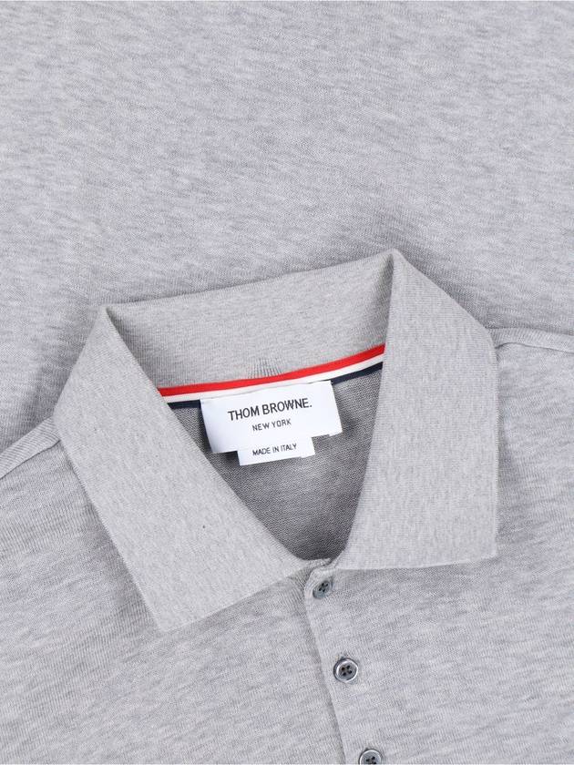 Lightweight Cotton Short Sleeve Polo Shirt Grey - THOM BROWNE - BALAAN 4