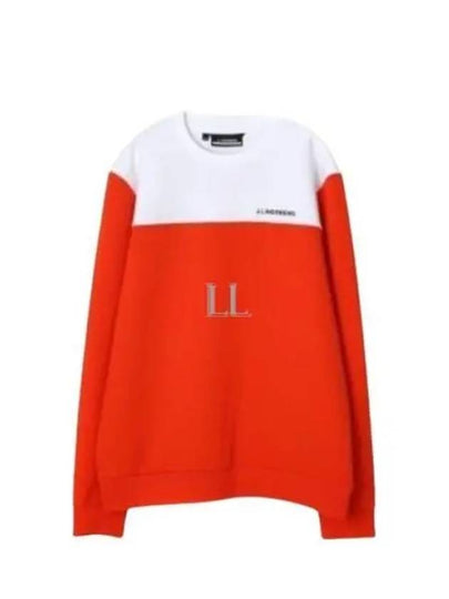 Men's Jeff Crew Neck Polyester Sweatshirt Fiery Red - J.LINDEBERG - BALAAN 2