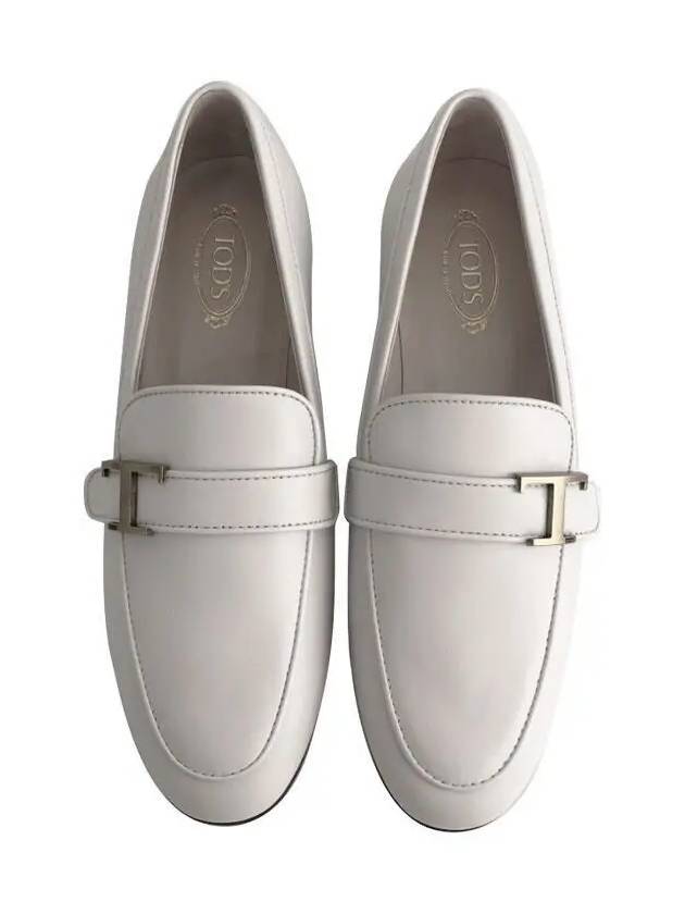 Women's T Logo Moccasin Loafers White - TOD'S - BALAAN 3