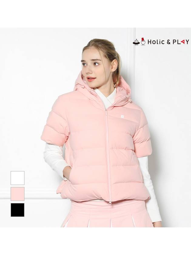 Women s Horizontal Quilted Hood Point Short Sleeve Swing Down Jumper HD4WJP003 - HOLIC&PLAY - BALAAN 3