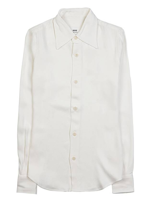 Slim Fit Long Sleeve Shirt Ivory - AMI - BALAAN 11