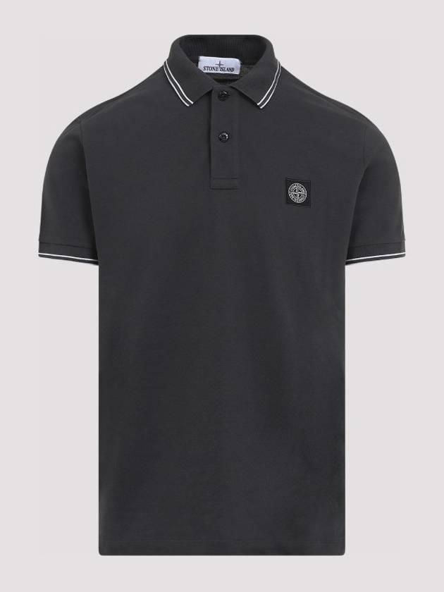 Logo Patch Polo Shirt Grey - STONE ISLAND - BALAAN 2