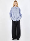 Oversized striped lightweight cotton shirt blue 0085 - VOYONN - BALAAN 8