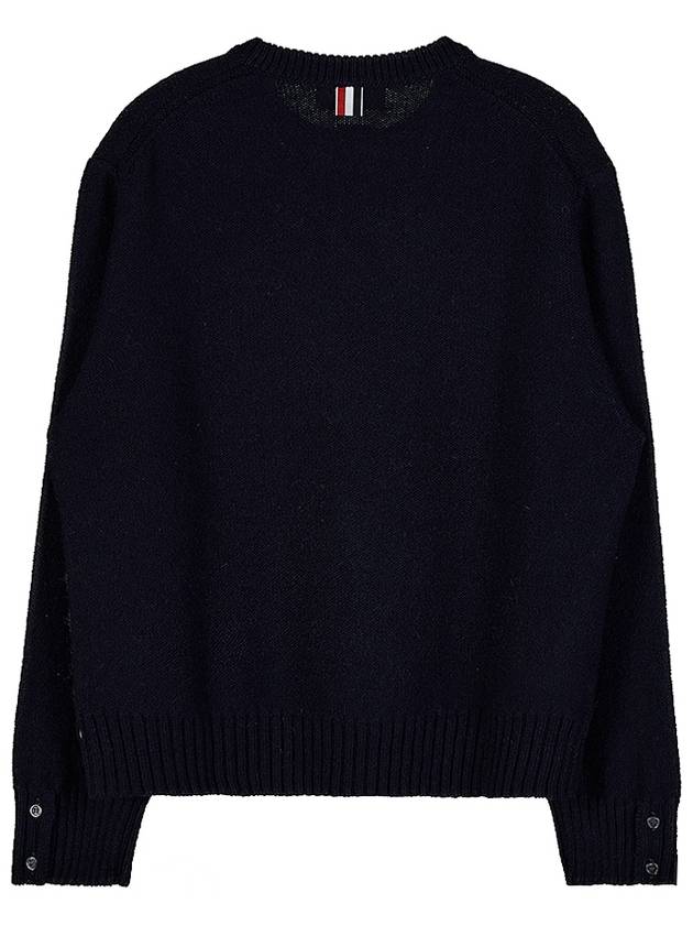 Donegal 4-Bar Striped Crew Neck Wool Knit Top Navy - THOM BROWNE - BALAAN 3