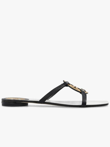 Tory Burch ‘Miller’ Leather Slides, Women's, Black - TORY BURCH - BALAAN 1