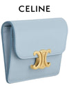 Celine Triomphe Shiny Calfskin Flap Card Holder Light Blue - CELINE - BALAAN 3