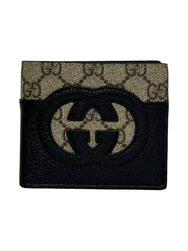 Cutout Interlocking G Monogram Bifold Wallet Beige Black - GUCCI - BALAAN 2