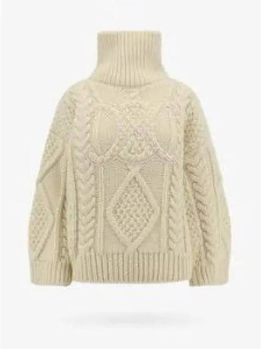 High-neck Aran Alpaca Knit Top Off White - CELINE - BALAAN 2