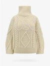 High-neck Aran Alpaca Knit Top Off White - CELINE - BALAAN 2